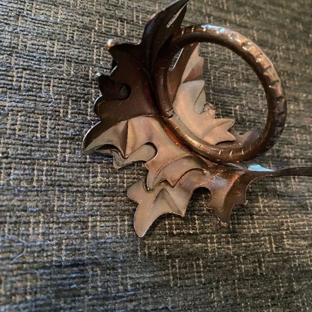 Unbranded Napkin Rings Set of 6 Copper Tone Excellent Harvest Oak‎ Leaf